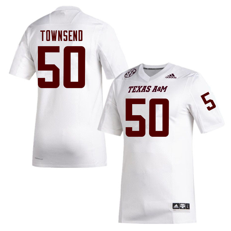 Men #50 Garrett Townsend Texas A&M Aggies College Football Jerseys Sale-White
